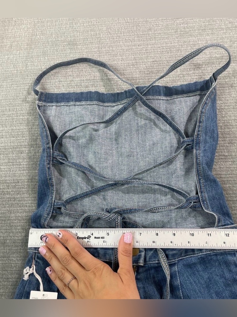 Stoned Immaculate | Genie Denim Romper Lace up | Size S (NWT) - Picture 4 of 9